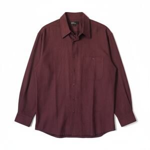 Mark Edwards Men’s Large Faux Suede Button Down Shirt Maroon Soft